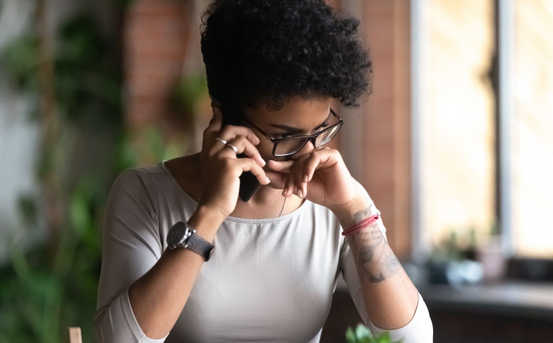 A person talking on the phone.