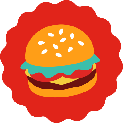 Burger with red background.