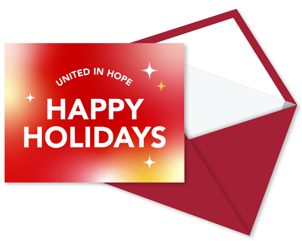 Happy Holidays card with matching envelope.
